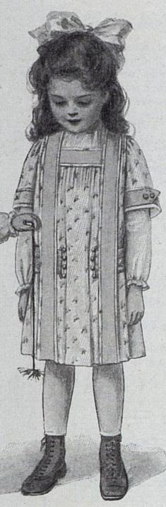 girls' print dress with chambrey bands