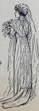 back view of 1912 bride's dress