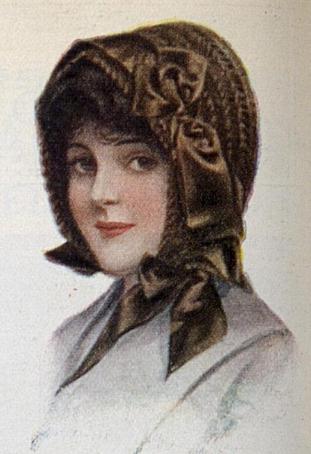 crocheted cap with ribbon