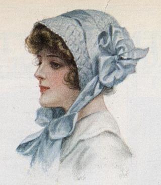 crocheted cap with ribbon